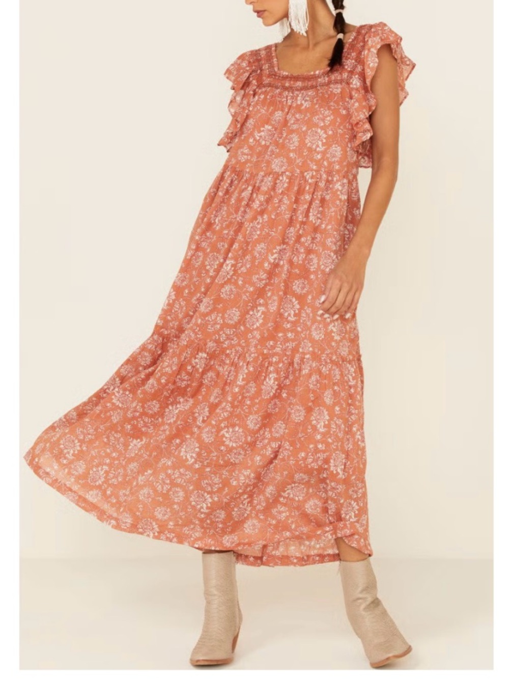 Free People Bonita Printed Midi Dress in a  floral pattern, Large